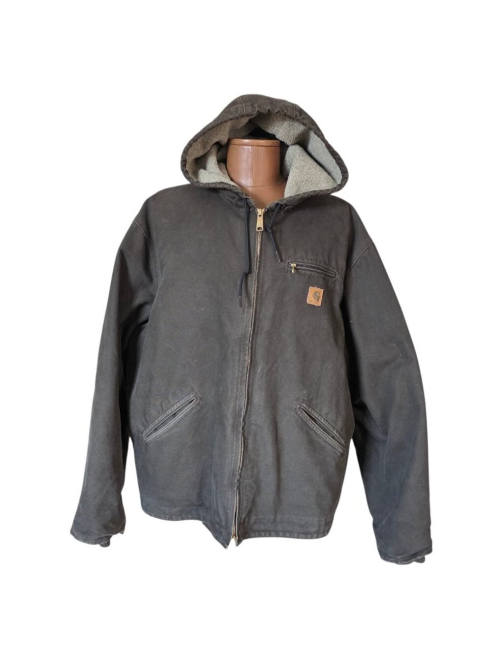 Carhartt Hooded Detroit Jacket Men's 2XL J141 Black Sherpa Lined Duck Canvas